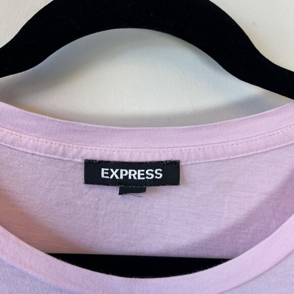 Express Ruffle Chiffon Sleeve Top T-Shirt Pink Feminine Coquette Size Large - Picture 10 of 12